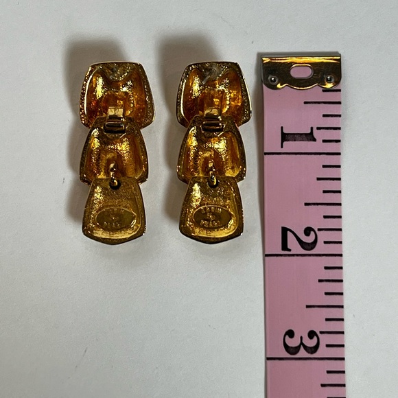 Vintage Erwin Pearl Gold Tone Dangling Earrings. - Picture 3 of 4